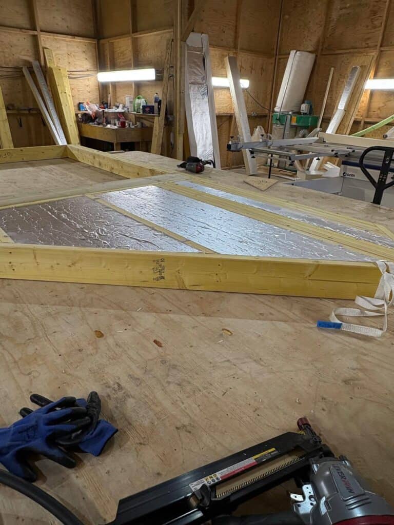 Timber frame panels being manufactured in our Norfolk factory