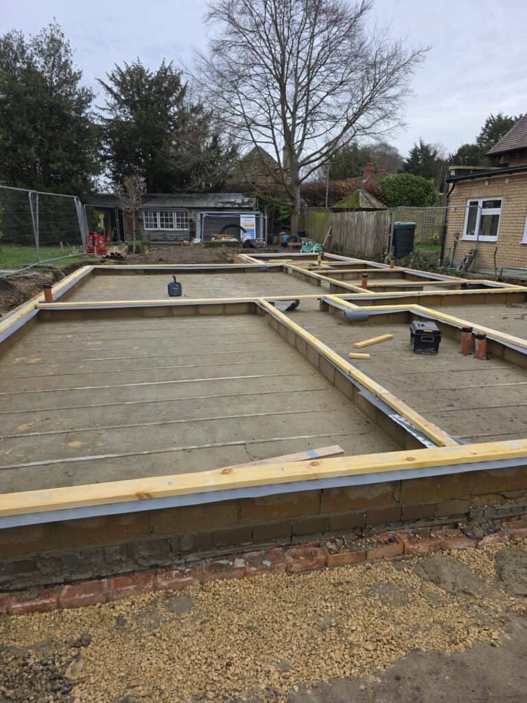 Timber frame building starting construction