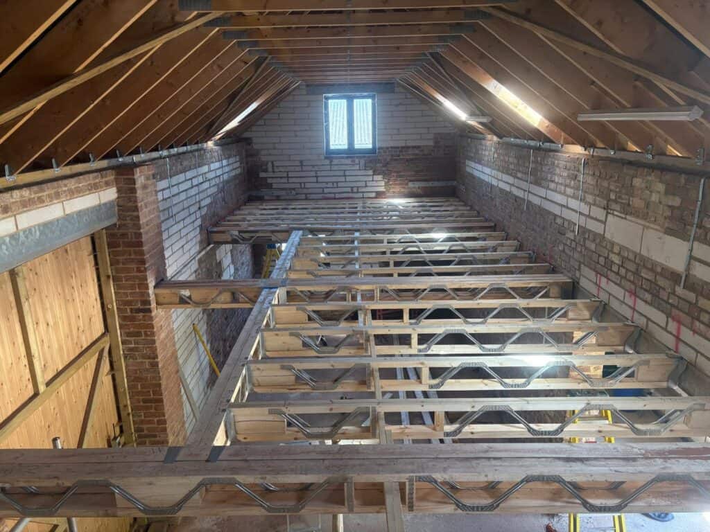 Posi-Joists installed in an old barn
