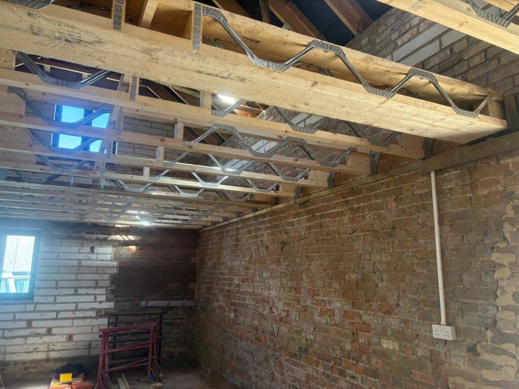 Posi-Joists installed in an old barn